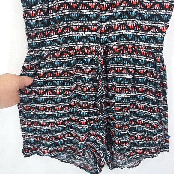 Old Navy Orange Black Green Aztec Print Sleeveless Romper - Picture 4 of 9